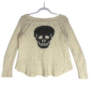 Wooden Ships Paola‎ Buendia Skull Knit Sweater Sz S/M Wool Mohair Loose Knit